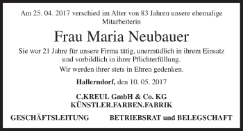 Anzeige von Maria Neubauer von MGO