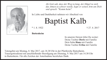 Anzeige von Baptist Kalb von MGO