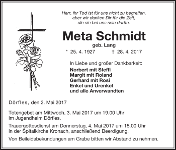 Anzeige von Meta Schmidt von MGO