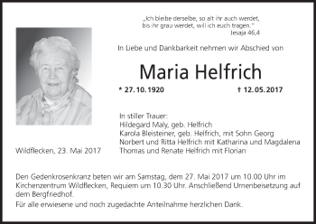 Anzeige von MAria Helfrich von MGO