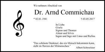 Anzeige von Arnd Commichau von MGO