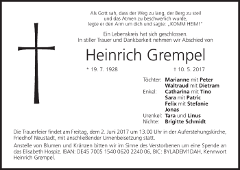 Anzeige von Heinrich Grempel von MGO