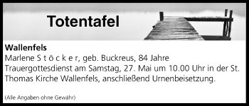 Anzeige von Totentafel vom 24.05.2017 von MGO