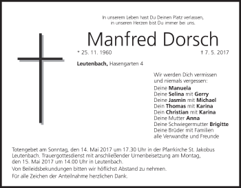 Anzeige von Manfred Dorsch von MGO