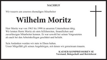 Anzeige von Wilhelm Moritz von MGO