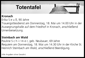 Anzeige von Totentafel vom 17.05.2017 von MGO