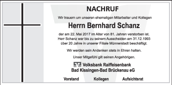 Anzeige von Bernhard Schanz von MGO