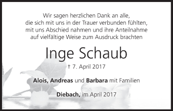 Anzeige von Inge Schaub von MGO