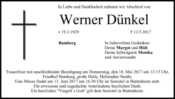 Anzeige von Werner Dünkel von MGO