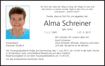 Anzeige von Alma Schreiner von MGO