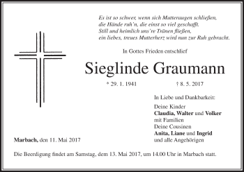 Anzeige von Sieglinde Graumann von MGO