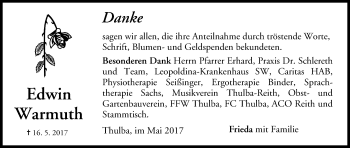 Anzeige von Edwin Warmuth von MGO