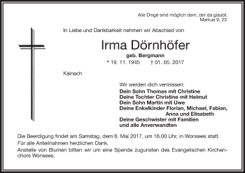 Anzeige von Irma Dörnhöfer von MGO