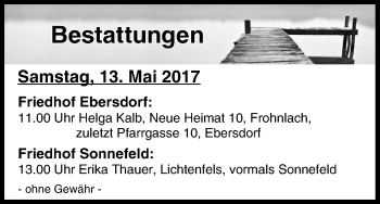 Anzeige von Bestattungen vom 13.05.2017 von MGO