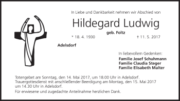 Anzeige von Hildegard Ludwig von MGO