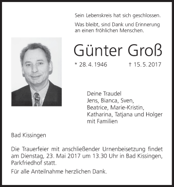 Anzeige von Günter Groß von MGO