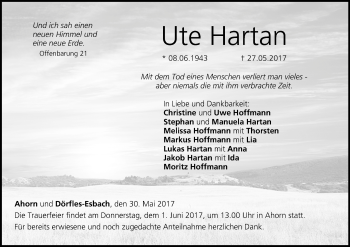 Anzeige von Ute Hartan von MGO