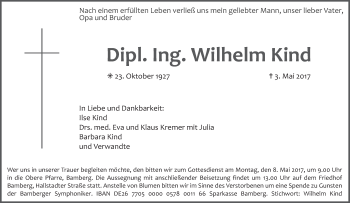 Anzeige von Wilhelm Kind von MGO