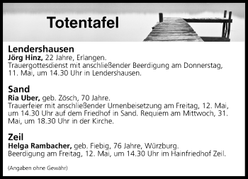 Anzeige von Totentafel vom 11.05.2017 von MGO