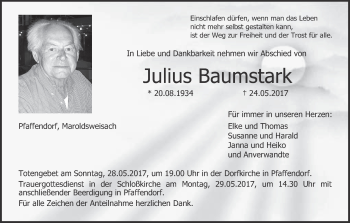 Anzeige von Julius Baumstark von MGO