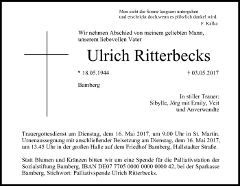 Anzeige von Ulrich Ritterbecks von MGO