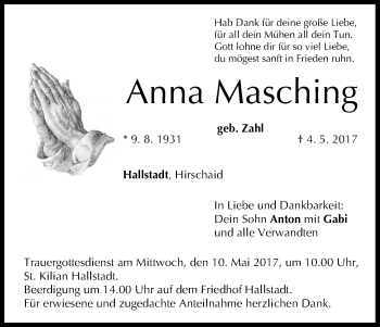 Anzeige von Anna Masching von MGO