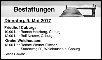 Anzeige von Bestattungen vom 09.05.2017 von MGO