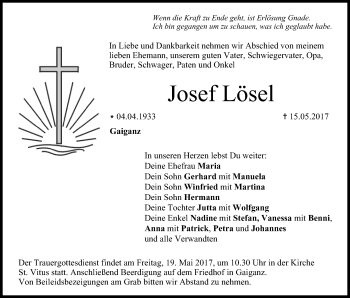 Anzeige von Josef Lösel von MGO
