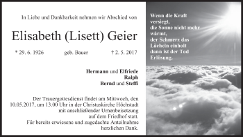 Anzeige von Elisabeth Geier von MGO