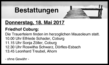 Anzeige von Bestattungen vom 18.05.2017 von MGO