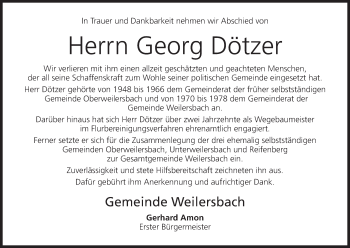 Anzeige von Georg Dötzer von MGO