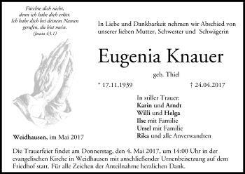 Anzeige von Eugenia Knauer von MGO