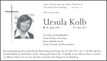 Anzeige von Ursula Kolb von MGO