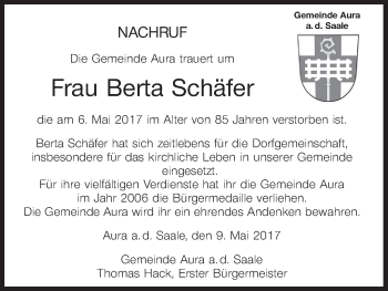 Anzeige von Berta Schäfer von MGO