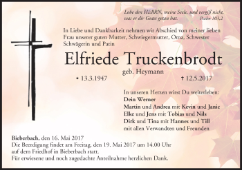 Anzeige von Elfriede Truckenbrodt von MGO
