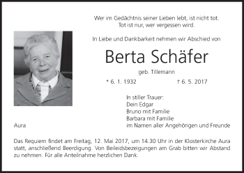 Anzeige von Berta Schäfer von MGO
