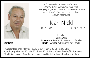 Anzeige von Karl Nickl von MGO