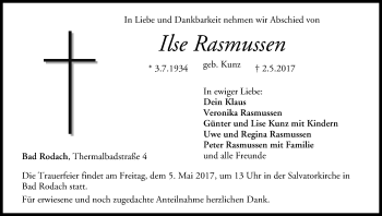 Anzeige von Ilse Rasmussen von MGO