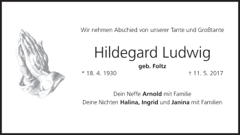 Anzeige von Hildegard Ludwig von MGO