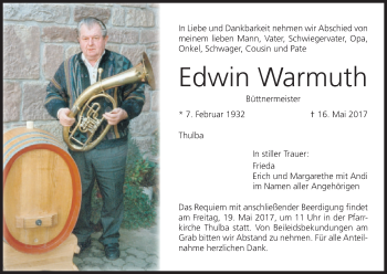 Anzeige von Edwin Warmuth von MGO