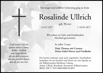 Anzeige von Rosalinde Ullrich von MGO