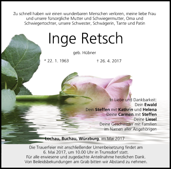 Anzeige von Inge Retsch von MGO