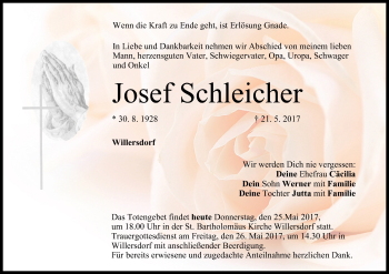 Anzeige von Josef Schleicher von MGO