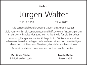 Anzeige von Jürgen Walter von MGO