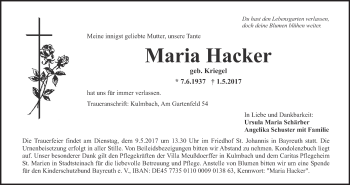 Anzeige von Maria Hacker von MGO