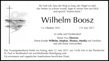 Anzeige von Wilhelm Boosz von MGO