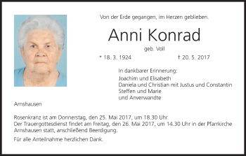 Anzeige von Anni Konrad von MGO