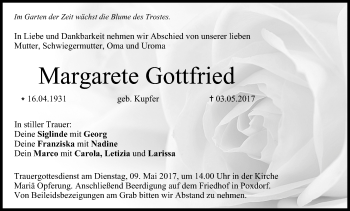 Anzeige von Margarete Gottfried von MGO