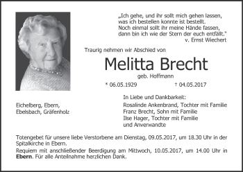 Anzeige von Melitta Brecht von MGO