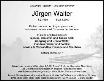 Anzeige von Jürgen Walter von MGO